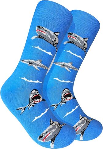 Men's Shark Socks - Funny Novelty Dress Socks, Seamless Toe, Soft Combed Cotton in Saudi Arabia