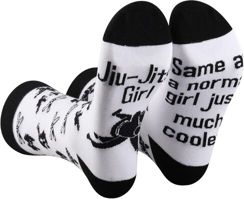 PXTIDY 2 Pairs Jiu Jitsu Girl Socks Jiu Jitsu BJJ MMA JiuJitsu Martial Arts Gift Taekwondo Gift Women's Combat Sports Socks in Kuwait