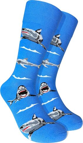 Men's Shark Socks - Funny Novelty Dress Socks, Seamless Toe, Soft Combed Cotton in Saudi Arabia