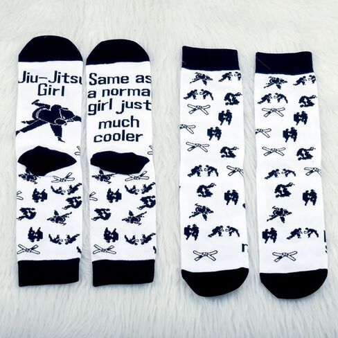 PXTIDY 2 Pairs Jiu Jitsu Girl Socks Jiu Jitsu BJJ MMA JiuJitsu Martial Arts Gift Taekwondo Gift Women's Combat Sports Socks in Kuwait