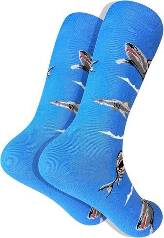 Men's Shark Socks - Funny Novelty Dress Socks, Seamless Toe, Soft Combed Cotton in Saudi Arabia