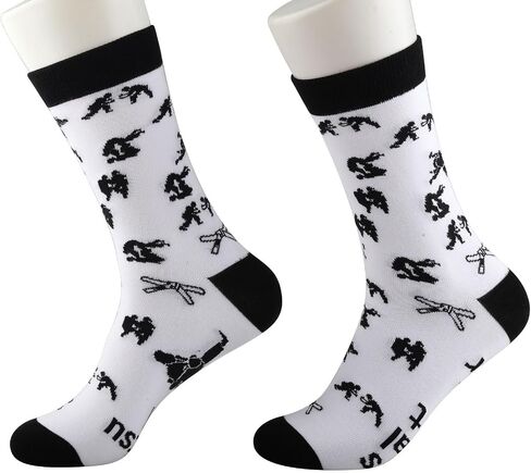 PXTIDY 2 Pairs Jiu Jitsu Girl Socks Jiu Jitsu BJJ MMA JiuJitsu Martial Arts Gift Taekwondo Gift Women's Combat Sports Socks in Kuwait