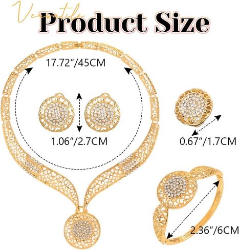 Yonamix African Jewelry Sets Gold Statement Necklace Set for Women | Gold Jewelry Sets for Women in Saudi Arabia