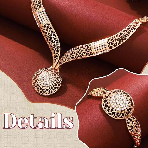 Yonamix African Jewelry Sets Gold Statement Necklace Set for Women | Gold Jewelry Sets for Women in Saudi Arabia