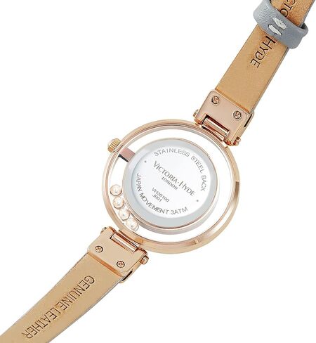 VICTORIA HYDE Small Dial Women Watch, Gray Leather Watches for Women in Saudi Arabia
