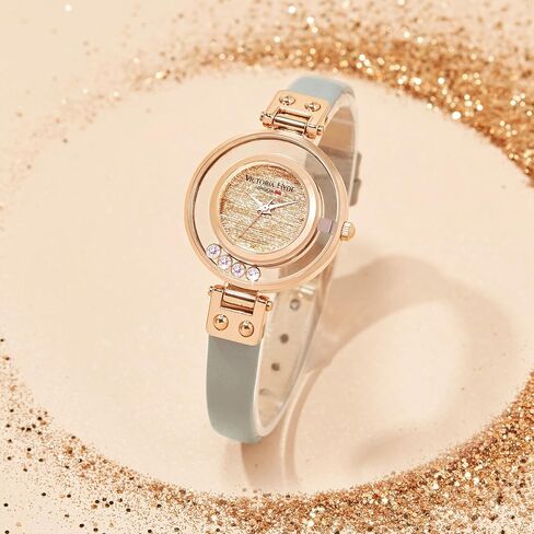 VICTORIA HYDE Small Dial Women Watch, Gray Leather Watches for Women in Saudi Arabia