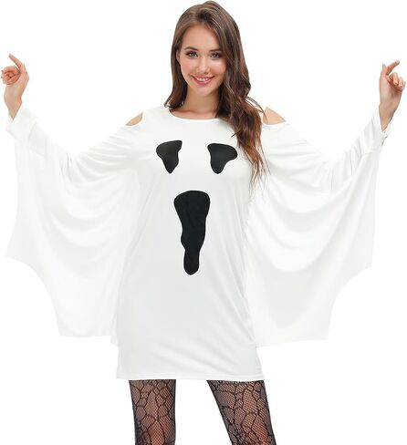 Maisolly Women's Halloween Cosplay Batwing Poncho Party Costume Glow In The Dark Mini Dress in Saudi Arabia