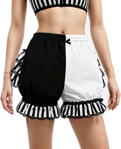 Women's Jester Clown Harlequin Lolita Fancy Ruffle Short Bloomers Ruffled Lace Trim in Saudi Arabia