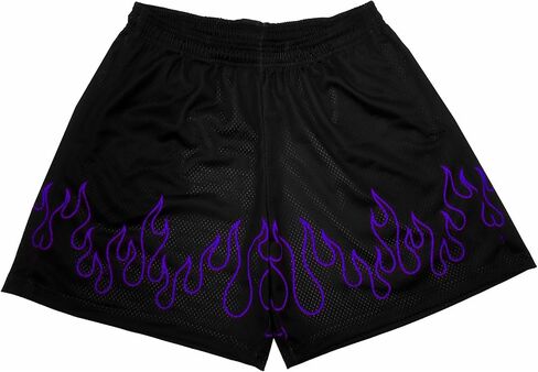 MECH-ENG Men's Flame Graphic Print Mesh Athletic Shorts Basketball Streetwear Lightweight Cool Drawstring Shorts with Pockets in Saudi Arabia
