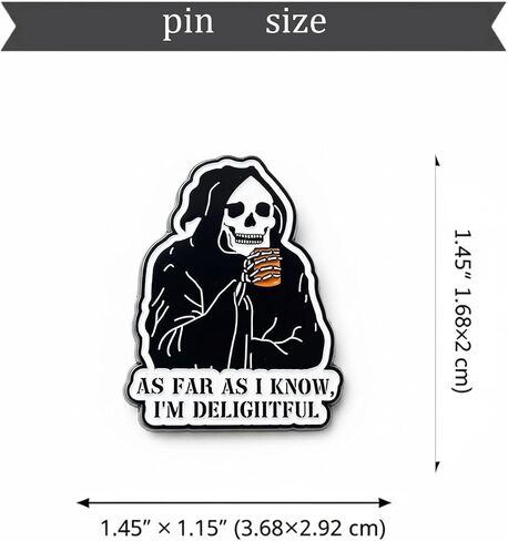 Funny Skeleton Enamel Pin – “As Far As I Know, I’m Delightful" Gothic Humor Lapel Pin for Jackets, Bags & Hats – Includes Secure Rubber Backing in Saudi Arabia