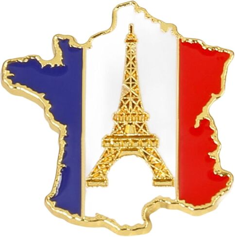 French Flag Eiffel Tower Brooch Pin, Tricolor Enamel Metal Badge, Patriotic Design, 1.02x0.91 Inch with Butterfly Clasp in Saudi Arabia