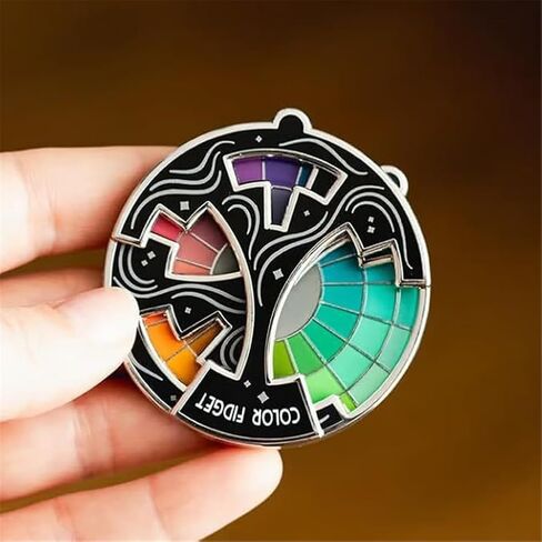 Color Fidget Enamel Pin, Spinning Color Fidget Wheel Brooch Anxiety Relief Badge Pin Creative Gift Accessories in Saudi Arabia