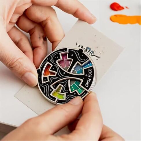 Color Fidget Enamel Pin, Spinning Color Fidget Wheel Brooch Anxiety Relief Badge Pin Creative Gift Accessories in Saudi Arabia