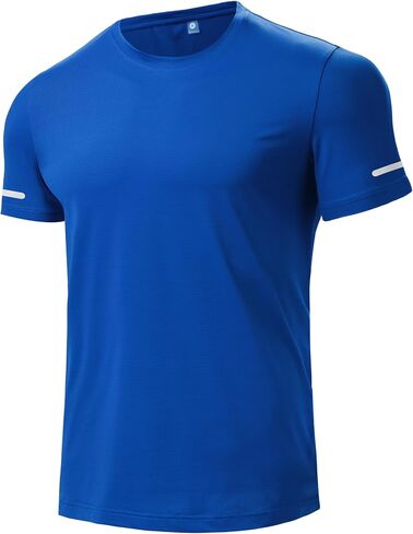 Mens Workout Shirts Quick Dry Moisture Wicking,4 Way Stretch Athletic Gym Training Running Tee with Reflective Strips in Saudi Arabia