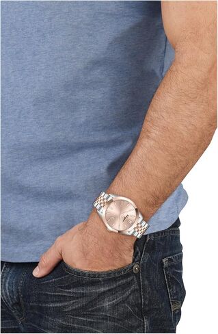 Ferragamo Classic Collection Men’s Watch, 42mm Two-Tone Stainless Steel Bracelet Watch with Rose Gold Sunray Dial, Swiss Made, Deployant Clasp, 5 ATM Water Resistant in Saudi Arabia