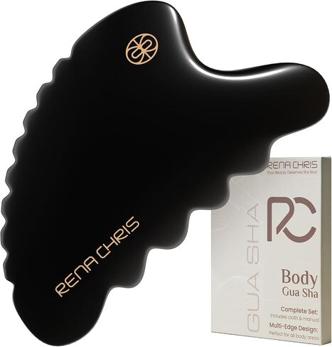 Rena Chris Body Gua Sha Tools, Natural Xiuyan Jade Guasha Tool, Manual Massage Sticks for Jawline Sculpting and Puffiness Reducing, Whole Body Skin Care Massager (Green) in Saudi Arabia