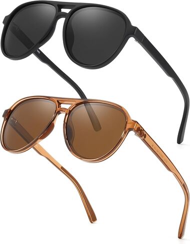 FIMILU 2 Pack Women’s Tangle Free Aviator Sunglasses Polarized UV400 | Oversized Sun Glasses for Medium to Large Faces,1.1mm Polarized Sunglasses No Slip Grip & No Bounce Fit for Running Sports in Saudi Arabia