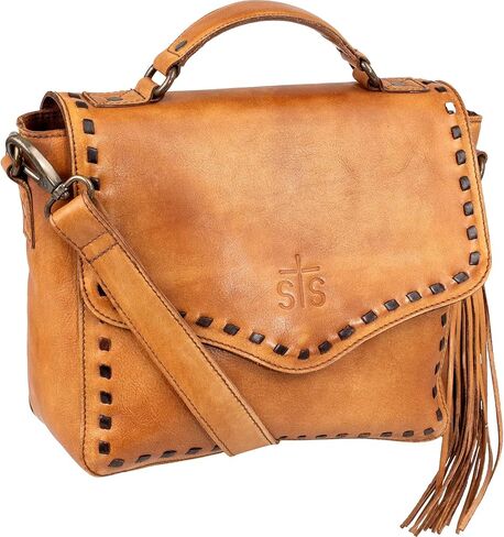حقيبة كروس بانديرا داكوتا للنساء من STS RANCHWEAR | حقيبة كروس بوهو غربية كلاسيكية من الجلد المتين مع شرابة قابلة للإزالة in Kuwait