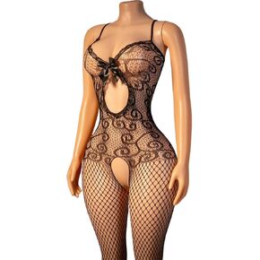 Womens Fishnet Bodystocking Mesh Bodysuit One Piece See-through Fishnet Jumpsuit Sheer Lingerie Dress Clubwear in Saudi Arabia
