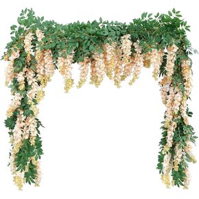 1pc/2pcs Encrypted Flower Vine Wisteria Artificial Flowers Garland,White Wisteria Hanging Flowers Flower Garland Decorations for Home Garden Outdoor Ceremony Wedding Arch Decoration (Blue, 2pcs) in Saudi Arabia