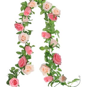 GREENTIME 2Pack Mixed Blue Artificial Rose Flower Garland 13FT Fake Rose Vine for Table Wall Home Stairs Fireplace Mirror Decor Wedding Graduation Father's Day Party Decorations in Saudi Arabia