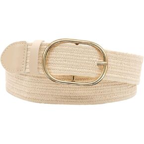 Straw Woven Elastic Braided Waist Belt for Women Stretch Wide Waist Belts for Dresses Braided Boho Belt with Buckle in Saudi Arabia