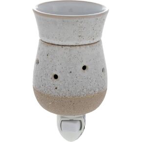 Rustic Speckled Plug-in Wax Warmer | Safe Aromatherapy Without Flame | Ceramic Design with Matte Tan and Glossy White Finish in Saudi Arabia