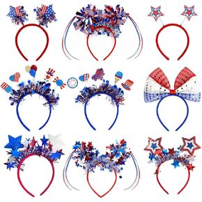 Blync 9Pcs 4th of July Headband, 250th Independence Day Sam Hat Hair Accessories Headbands, Headwear Costume Top Hat Head Band Party Bopper for Women Men in Saudi Arabia
