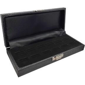 Black Leatherette Wide Slot Jewelry Ring Tray Travel Case - Holds 12 Rings in Saudi Arabia