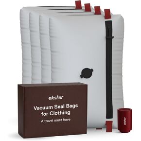 Ekster TravelPack Vacuum Kit Plus – Vacuum Seal Bags for Clothing Travel with Electric Air Pump, Compression Packing Cubes Alternative, Space Saver, Fits 10+ Days | Travel Essentials 2026 in Kuwait