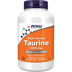 NOW Foods Supplements, Taurine 1,000 mg, Double Strength, Nervous System Health*, 200 Veg Capsules in Saudi Arabia