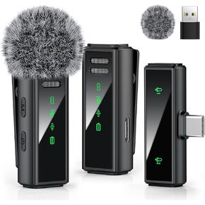 USB C Wireless Lavalier Microphone for Android, PC, Laptop, iPhone 15/16, USB Microphone with Noise Cancellation, Lapel Microphone Wireless for Video Recording, Vlog, YouTube, TikTok in Saudi Arabia