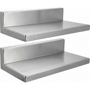 AmGood 30 Inch Stainless Steel Wall Shelf (2 Pack), 30 in. x 8.6 in. Floating Kitchen Shelves with Brackets, Heavy Duty Metal Wall Mount Storage Shelf for Restaurant, Home Kitchen, Garage, NSF in Saudi Arabia