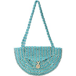 Antik Kraft Luna’s Wooden Beaded Crescent Shoulder Bag | Handmade Boho Half-Moon Purse for Women | in Saudi Arabia