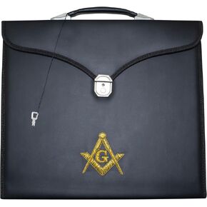 Masonic Master Mason Apron Case (Hand Embroidered) MM WM Size, Synthetic Leather | Freemason Regalia Bag in Saudi Arabia