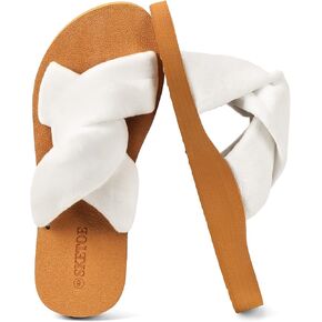 Flat Sandals Women Open Toe Sandals Memory Foam Vacation Slides for Women Footbed & Arch Support Comfortable Cross-Strap Fashion Footwear in Saudi Arabia