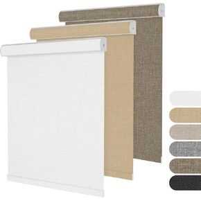 BERISSA 100% Blackout Pull Down Window Shades Blinds for Indoor Windows Room Darkening Roller Shades Thermal Insulated Up and Down Blinds for Home Custom Shades(75" W x 84" H) White in Kuwait