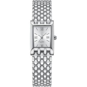 Women's Small Square Vintage Watch Gold or Silver Tone Multi Row Link Bracelet Minimalist Wristwatch with Roman Numeral Dial Elegant Gift for Ladies in Saudi Arabia