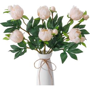 6 Pcs Artificial Peonies Flowers with Pink Buds, 18.9" Silk Peony Bouquets Bulk for Home Decor Indoor, Fuchsia Magenta Peonies Stems for Wedding Table Centerpiece in Saudi Arabia
