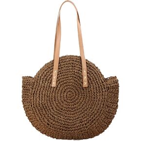 Women Straw Bag Woven Purse Large Beach Bags Rattan Crossbody bag Round Summer Shoulder Bags Travel Swim Tote Bags in Saudi Arabia