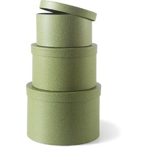 Soul & Lane Round Cardboard Boxes with Lids - Set of 3, Paperboard Circle Gift Cylinders for Flower Arrangements and Presents, Large Floral Decorative Boxes for Home Decor and Storage, Green in Saudi Arabia