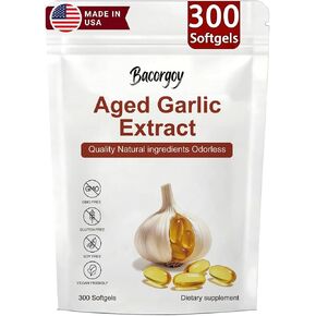 Aged Garlic Extract Capsules – Odorless Garlic Supplement with Antioxidants for Immune Support, Non-GMO, Gluten-Free, Vegan Friendly, 300 Capsules in Saudi Arabia