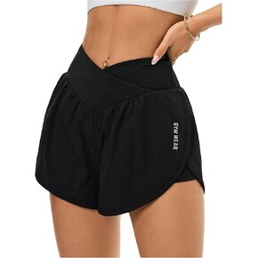 Milumia Women's Crossover Athletic Shorts High Waist Gym Workout Skort with Pockets in Kuwait