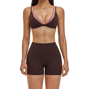 4-Way Stretch Second-skin Feel 2 Layers Sports Top Yoga Bra Gym Shorts Leggings Breathable Yoga Set in Saudi Arabia