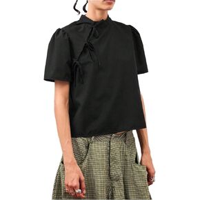 OYOANGLE Women's Y2K Cheongsam Blouse Short Puff Sleeve Slim Fitted T Shirts Cute Summer Going Out Tops in Kuwait