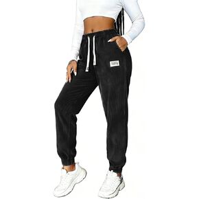 Women's Corduroy Joggers-Tapered Casual Pants with Drawstring Waist Loose Comfortable Fit Designed for Daily and Outdoor Use in Saudi Arabia