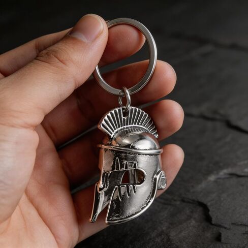 LOGOFUN Roman Helmet Keychain Spartan Greek Soldier Alloy Charm Retro Vintage Hanging Ornament for Keys Backpack Handbag Wallet Gift Supplies in Kuwait