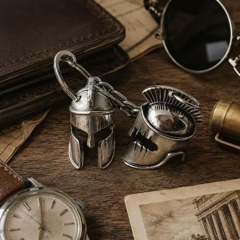 LOGOFUN Roman Helmet Keychain Spartan Greek Soldier Alloy Charm Retro Vintage Hanging Ornament for Keys Backpack Handbag Wallet Gift Supplies in Kuwait
