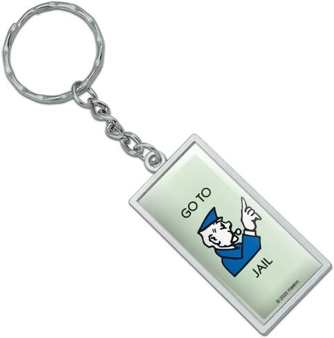 Monopoly Go To Jail Rectangle Keychain in Chrome Plated Metal in Kuwait