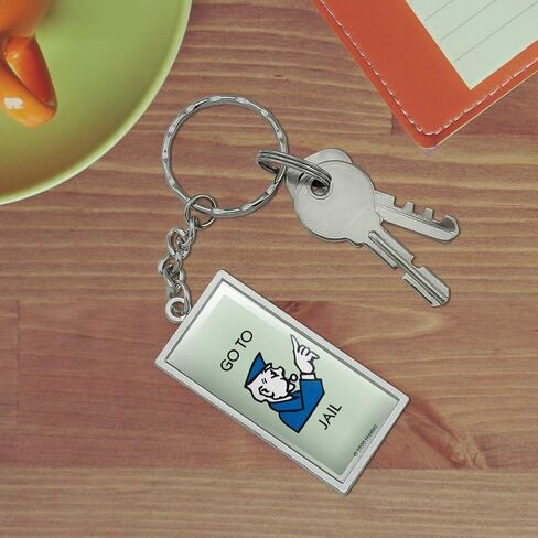Monopoly Go To Jail Rectangle Keychain in Chrome Plated Metal in Kuwait